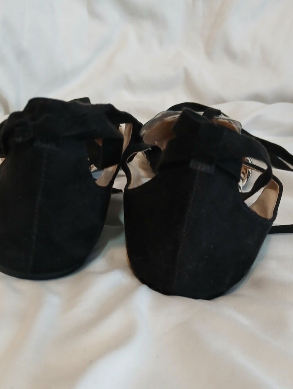 Mix No. 6 Black & White Striped Ankle-Tie Flats - Picture 5 of 7